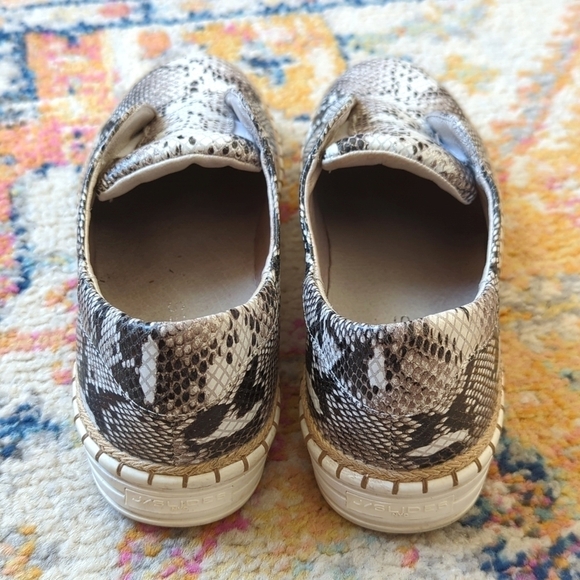 J/Slides Karla Snake Printed Leather Jute Trim Split Front Slip On Sneakers 8 - Picture 6 of 16